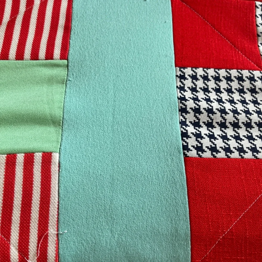 Quilt Patchwork Quilt Double Knit Polyester Colorful Handmade Nine Block F/W